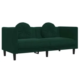 sofa-2-osobowa-z-poduszkami-ciemnozielona-aksamit