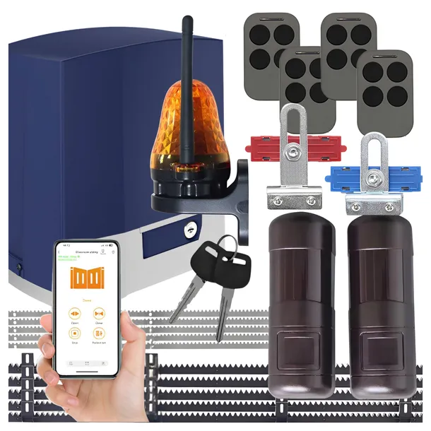 Napęd do Bramy Przesuwnej DP1000 1000kg Lampa LED WiFi 4x Pilot 5x Listwa
