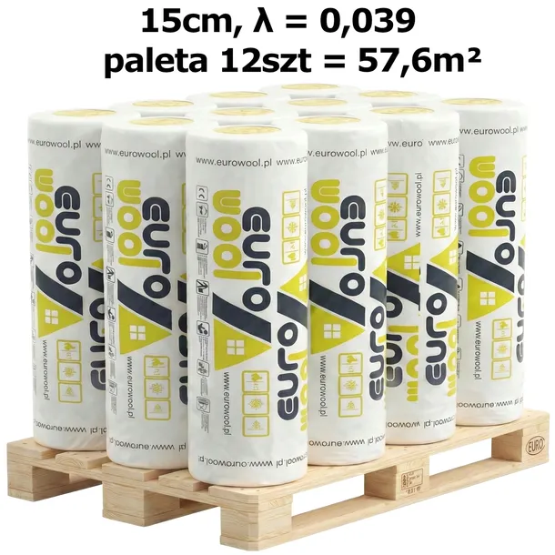 WEŁNA MINERALNA EUROWOOL M11 NOVA 0,039 15CM PALETA ATESTOWANA MATA SZKLANA