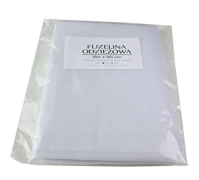 FLIZELINA 41g/m2 BIAŁA KLEJ 90x160cm KLEJONKA