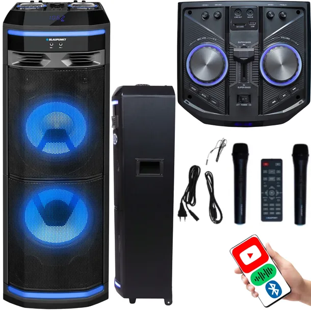 KOLUMNA AKTYWNA GŁOŚNIK BLAUPUNKT PS11DB BLUETOOTH KARAOKE 2 MIKROFONY