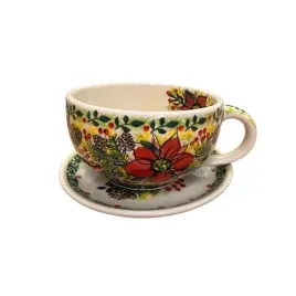 filizanka-z-talerzykiem-gwiazda-betlejemska-unikat-ceramika-boleslawiec