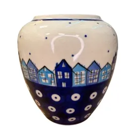 wazon-domki-niebieskie-ceramika-boleslawiec