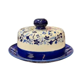 przykrywka-z-talerzem-duza-niebieskie-kwiaty-ceramika-boleslawiec