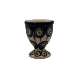 jajecznik-brazowe-kropki-z-lisciem-ceramika-boleslawiec