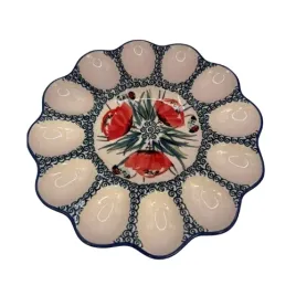 talerz-na-jajka-t-14-czerwone-kwiaty-boleslawiec