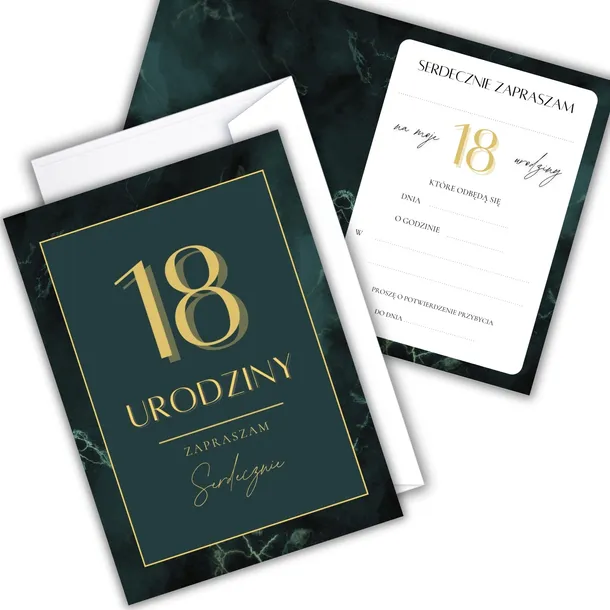 ZAPROSZENIA na 18 URODZINY zaproszenie URODZINOWE kartka na 18 + koperta