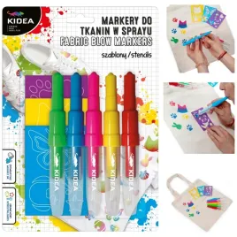 markery-do-tkanin-5-kolorow-w-sprayu-z-szablonami-zwierzaki-kidea-flamastry