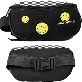 smiley-saszetka-nerka-szachownica-torba-na-pas-mlodziezowa-czarna-beuniq