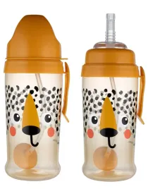 canpol-bidon-niekapek-z-rurka-i-odwaznikiem-babiesboo-gepard-350ml-9m
