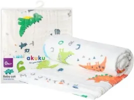 akuku-kocyk-muslinowy-otulacz-recznik-dla-niemowlat-110x105cm-dinozaury