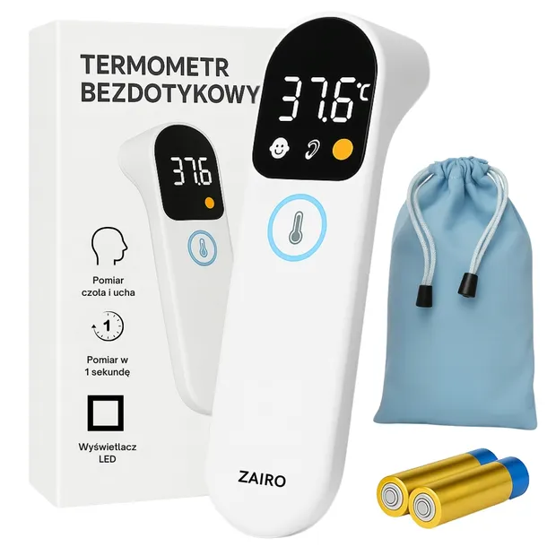 TERMOMETR BEZDOTYKOWY LEKARSKI PODCZERWIEŃ ELEKTRONICZNY LASEROWY DO CIAŁA