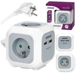 przedluzacz-kostka-listwa-magic-cube-2x-usb-szara