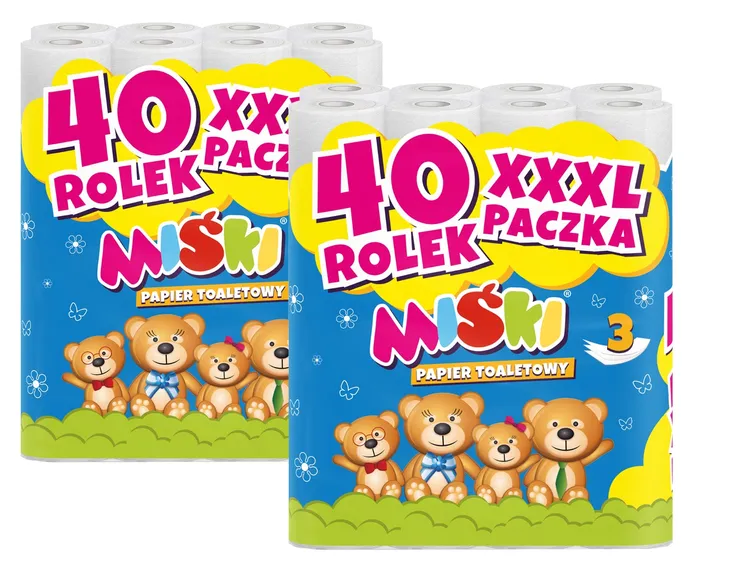 PAPIER TOALETOWY MIŚKI 3 WARSTWY WYTRZYMAŁY MEGA PAKA XXXL - 80 ROLEK