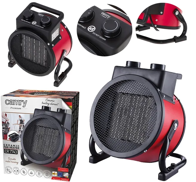 NAGRZEWNICA ELEKTRYCZNA CERAMICZNA 2400W WENTYLATOR CAMRY CR 7743 PIECYK