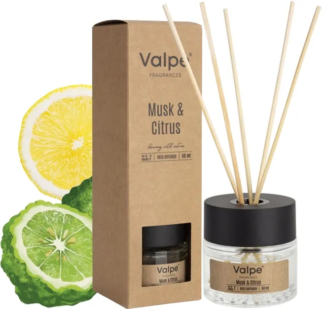 Dyfuzor Zapachowy Z Patyczkami Musk & Citrus Bispol Do 7 Tygodni 50 ml