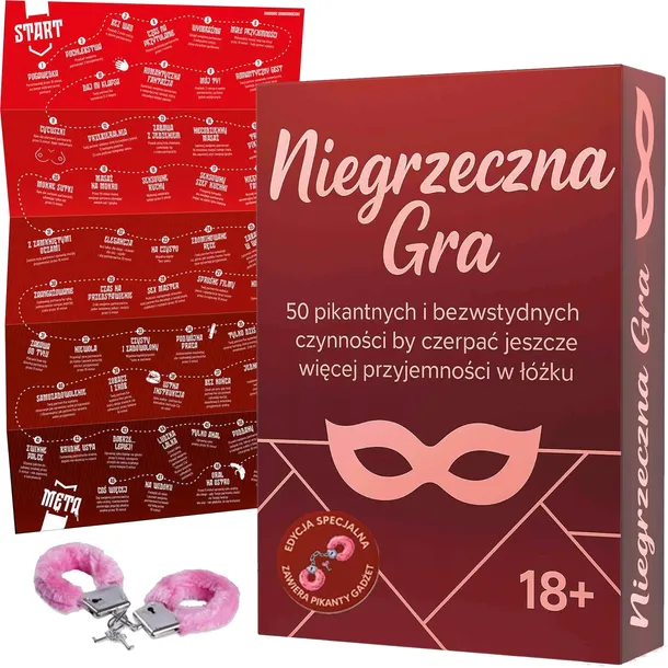 Gra Planszowa +18 Grammi Niegrzeczna Gra 50 Pikantnych Zadań + Kajdanki