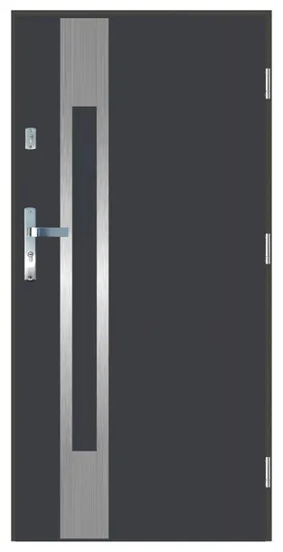 Drzwi wejściowe do domu zewnętrzne LA-25 INOX Antracyt Prawe 80 Na zewnątrz