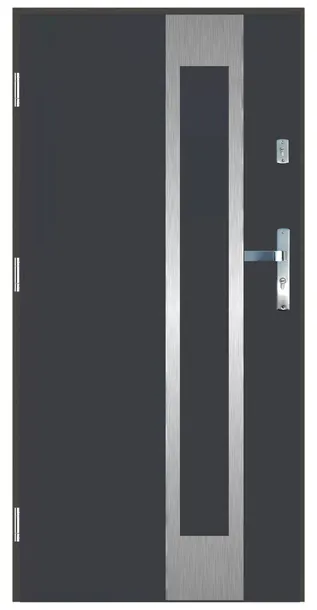 Drzwi wejściowe do domu zewnętrzne LA-09 INOX Antracyt Lewe 90 Na zewnątrz