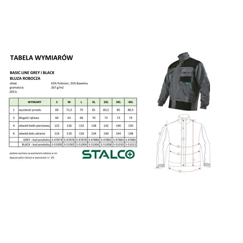 stalco-bluza-robocza-basic-line-czarna-s-s-51000-stan-nowy