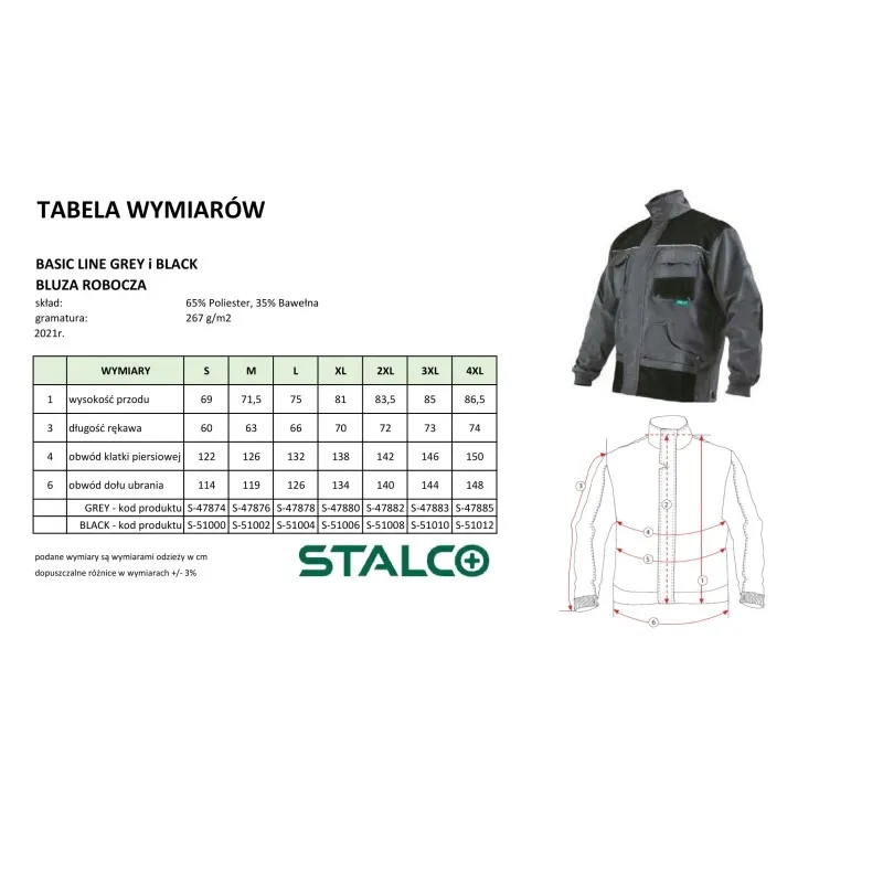 stalco-bluza-robocza-basic-line-czarna-2xl-s-51008-stan-nowy
