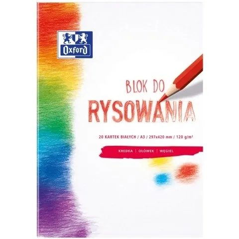 Blok rysunkowy Oxford A3 120g 20 arkuszy biały