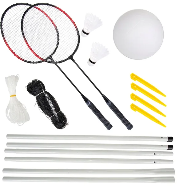 ZESTAW DO SIATKÓWKI BADMINTON PIŁKA SIATKA RAKIETY