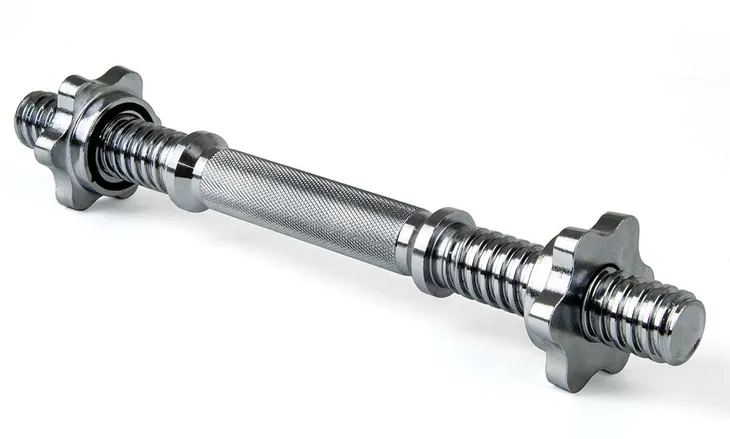 Gryf Krótki Prosty do Hantli Stalowy Pełny Gwintowany 25,4mm zaciski 35cm