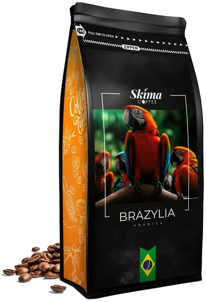 Kawa ziarnista 1kg BRAZYLIA 100% ARABICA Świeżo Palona SkimaCoffee