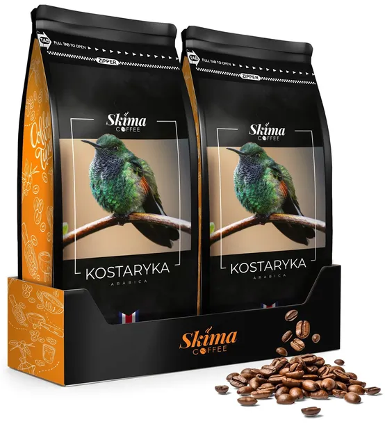 Kawa ziarnista 1kg x2 KOSTARYKA 100%ARABICA Świeżo Palona do ekspres+GRATIS