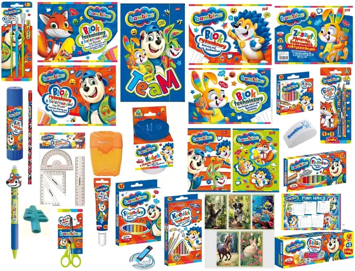 WYPRAWKA SZKOLNA BAMBINO MEGA XXL 35 elementów DOBRY START 1-3 PRZEDSZKOLA