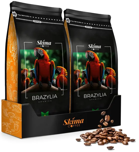 Kawa ziarnista 1kg x2 BRAZYLIA 100% ARABICA Świeża do ekspresu