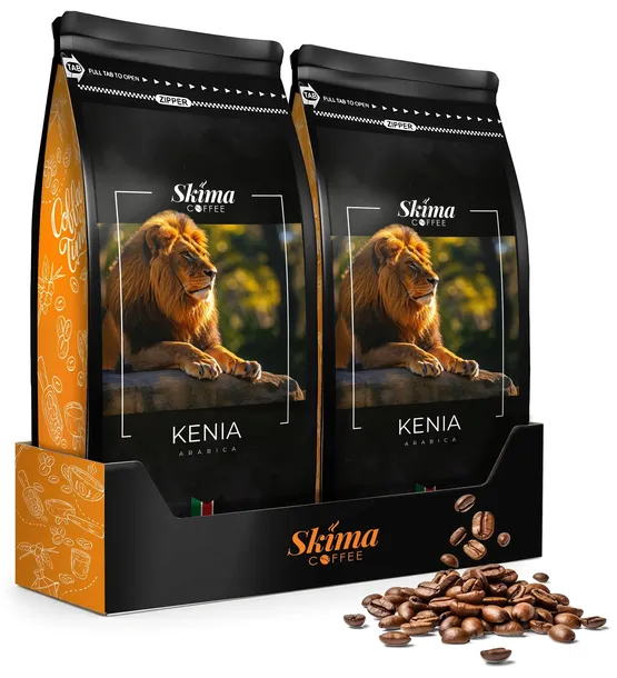 Kawa ziarnista 1kg x2 KENIA 100% ARABICA Świeżo Palona do ekspresu + GRATIS