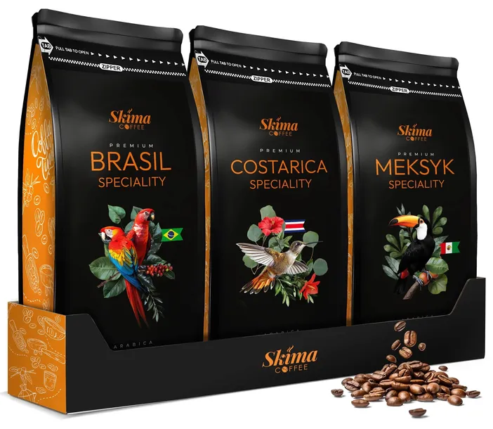 Kawa ziarnista 1kg x3 BRAZYLIA/KOSTARYKA/MEKSYK SPECIALITY ARABICA + GRATIS