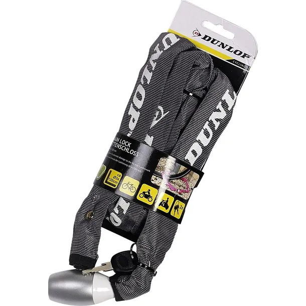 Zapięcie Rowerowe DUNLOP Blokada Rower Motor Hulajnoga Łańcuch 120cm klucz