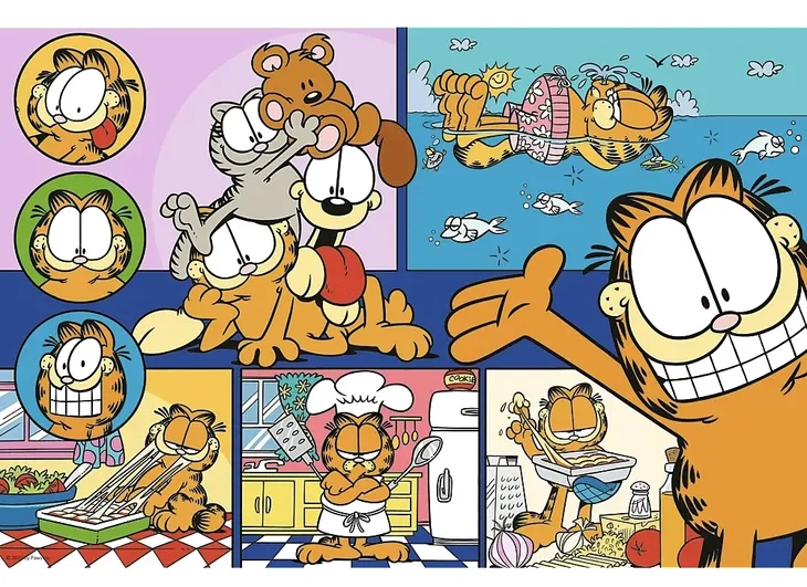 puzzle-100-elementow-leniwy-kot-garfield-trefl-stan-nowy