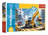 puzzle-60-elementow-traktor-koparko-ladowarka-trefl-stan-nowy
