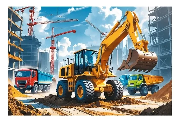 puzzle-60-elementow-traktor-koparko-ladowarka-trefl
