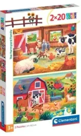puzzle-2x20-zycie-na-wsi-super-color-the-farmyard-family-clementoni