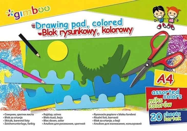 BLOK RYSUNKOWY A4 KOLOROWY 20 KARTEK GIMBOO