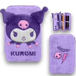 piornik-pluszowy-kuromi-z-wyposazeniem-dwukomorowy-szkolny