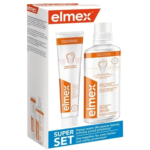 Zestaw elmex przeciw próchnicy płyn (400 ml) + pasta (75 ml)