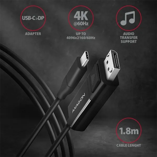 axagon-active-cable-or-usb-c-to-displayport-or-1-8-m-stan-nowy