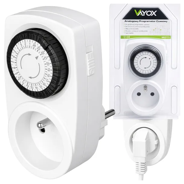 PROGRAMATOR CZASOWY TIMER WŁĄCZNIK WYŁĄCZNIK GNIAZDKO ANALOGOWY 3500W VAYOX