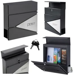 duza-skrzynka-pocztowa-na-listy-gazety-antracytowa-napis-post-37x37x105-cm