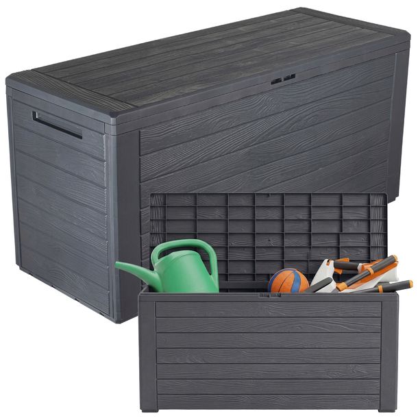 SKRZYNIA OGRODOWA NA BALKON TARAS SCHOWEK BOX ANTRACYT WOOD BALKONOWA 280L