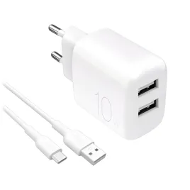 ladowarka-sieciowa-2x-usb-a-prolite-10w-z-kablem-usb-a-usb-c-1-2m-biala