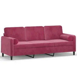 sofa-aksamitna-3-osobowa-winna-czerwien-198x77x80cm