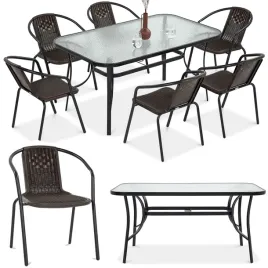 zestaw-mebli-jadalnianych-ogrodowych-simple-stol-150x90cm-6-krzesel-brazowy