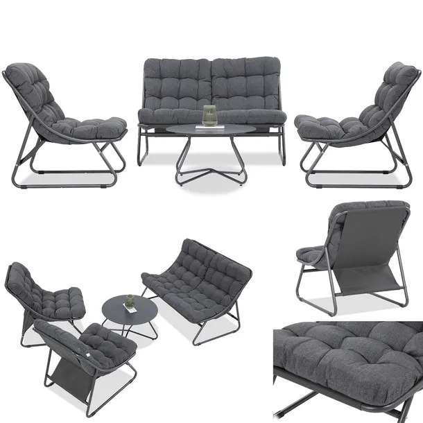 Zestaw Mebli Ogrodowych Meble Ogrodowe VISTA Stolik 2x Fotel Sofa Metalowe